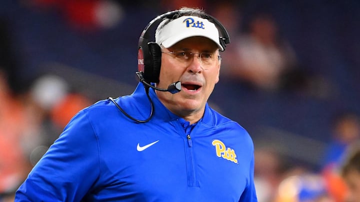 Oct 18, 2025; Syracuse, New York, USA; Pittsburgh Panthers head coach Pat Narduzzi looks on against the Syracuse Orange during the second half at the JMA Wireless Dome. Mandatory Credit: Rich Barnes-Imagn Images