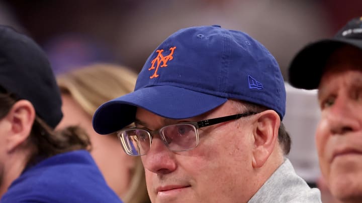 May 19, 2024; New York, New York, USA; New York Mets owner Steve Cohen sits court side during the second quarter of game seven of the second round of the 2024 NBA playoffs between the New York Knicks and the Indiana Pacers at Madison Square Garden. Mandatory Credit: Brad Penner-USA TODAY Sports May 19, 2024; New York, New York, USA; New York Mets owner Steve Cohen sits court side during the second quarter of game seven of the second round of the 2024 NBA playoffs between the New York Knicks and the Indiana Pacers at Madison Square Garden. Mandatory Credit: Brad Penner-USA TODAY Sports