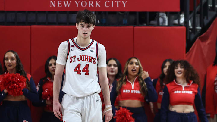 Nov 9, 2024; Queens, New York, USA;  St. John's basketball forward Brady Dunlap (44) at Carnesecca Arena. 