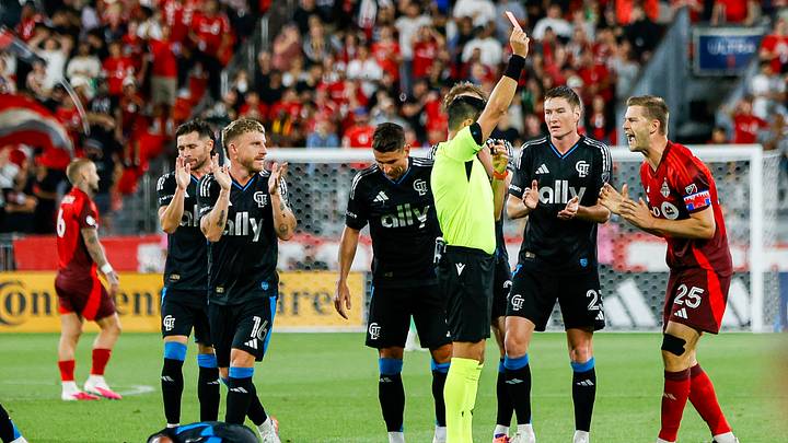 Walker Zimmerman is sent off with a straight red card after a questionable decision from referee Alexis Da Silva. Walker Zimmerman is sent off with a straight red card after a questionable decision from referee Alexis Da Silva.