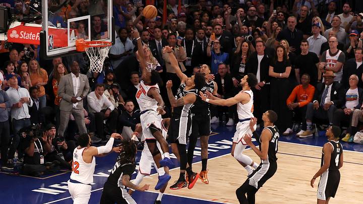 Knicks forward OG Anunoby scores the game-winning bucket on a tip-in against the Spurs in Game 4 of the NBA Finals. Knicks forward OG Anunoby scores the game-winning bucket on a tip-in against the Spurs in Game 4 of the NBA Finals.