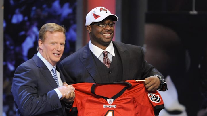 NFL commissioner Roger Goodell introduces defensive tackle Gerald McCoy as the third overall pick to the Tampa Bay Buccaneers.