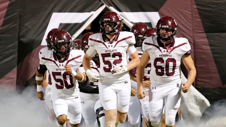 Abernathy enters the field before facing Post in a District 2-2A Division I football game Friday, Nov. 7, 2025, at Jimmie Redman Memorial Stadium in Post. Abernathy enters the field before facing Post in a District 2-2A Division I football game Friday, Nov. 7, 2025, at Jimmie Redman Memorial Stadium in Post.