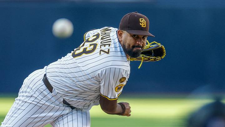 Apr 11, 2026; San Diego, California, USA; San Diego Padres starting pitcher German Marquez (33) throws a pitch during the first inning against the Colorado Rockies at Petco Park. Mandatory Credit: David Frerker-Imagn Images Apr 11, 2026; San Diego, California, USA; San Diego Padres starting pitcher German Marquez (33) throws a pitch during the first inning against the Colorado Rockies at Petco Park. Mandatory Credit: David Frerker-Imagn Images