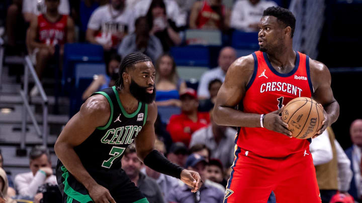 Mar 30, 2024; New Orleans, Louisiana, USA;  New Orleans Pelicans forward Zion Williamson (1) looks