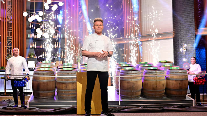 HELL'S KITCHEN: Gordon Ramsay with contestants in the HELL'S KITCHEN “In a Pickle” episode airing Thursday, Oct. 17 (8:00- 9:01 PM ET/PT) on FOX. CR: FOX. ©2024 FOX Media LLC.