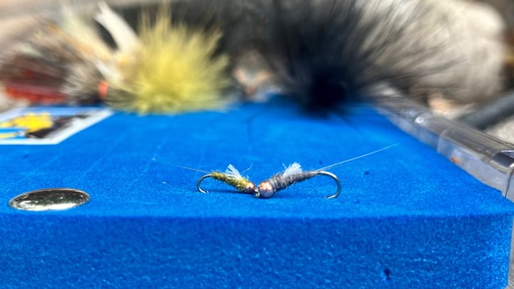 A couple of RS2 emerger flies. 