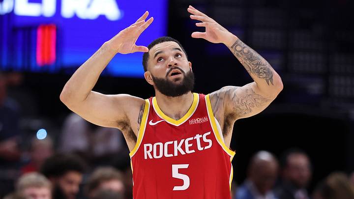 Oct 15, 2026; Houston, Texas, USA; Houston Rockets guard Fred Vanvleet (5) reacts after scoring a basket during the third quarter against the Oklahoma City Thunder at Toyota Center. Mandatory Credit: Troy Taormina-Imagn Images Oct 15, 2026; Houston, Texas, USA; Houston Rockets guard Fred Vanvleet (5) reacts after scoring a basket during the third quarter against the Oklahoma City Thunder at Toyota Center. Mandatory Credit: Troy Taormina-Imagn Images