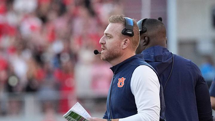 Oct 17, 2026; Athens, Georgia, USA; Auburn head coach Alex Golesh stands on the sidelines during the fourth quarter against Georgia at Sanford Stadium. Mandatory Credit: Dale Zanine-Imagn Images Oct 17, 2026; Athens, Georgia, USA; Auburn head coach Alex Golesh stands on the sidelines during the fourth quarter against Georgia at Sanford Stadium. Mandatory Credit: Dale Zanine-Imagn Images