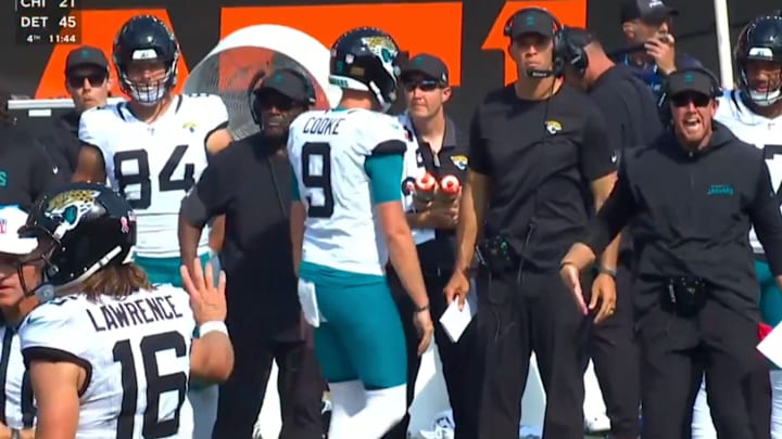 Trevor Lawrence and Liam Coen had a tense exchange late in the Jaguars-Bengals game. 