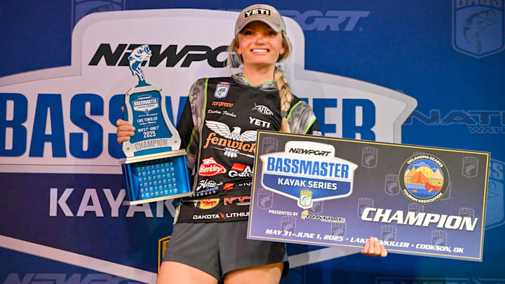 Kristine Fischer captures her first Bassmaster Kayak Series title at Lake Tenkiller with 172.75 inches and no forward-facing sonar.
