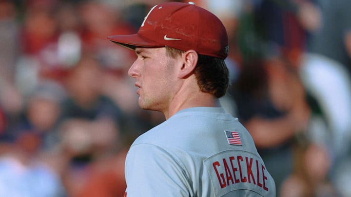 Arkansas Razorbacks pitcher Gabe Gaeckle against the Auburn Tigers.