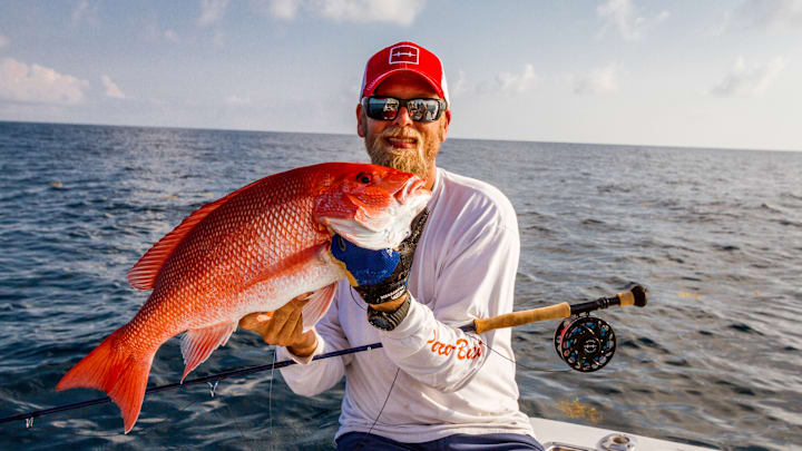 Fly fishing Corpus Christi for big red snapper.