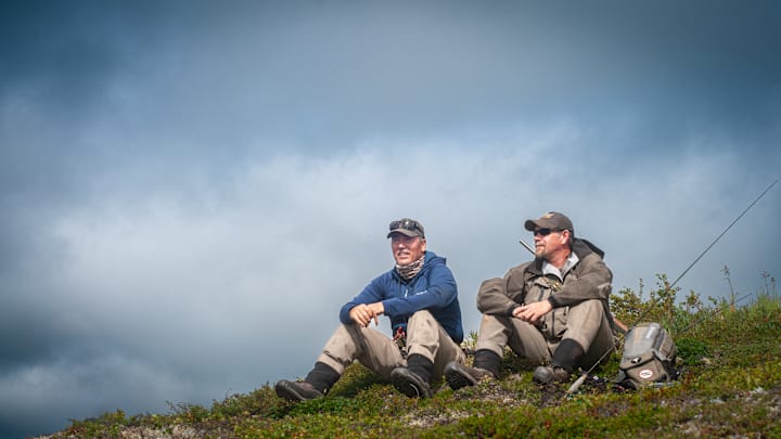 Enjoying a break in the fishing. 