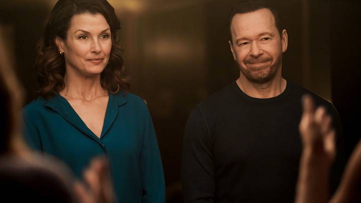 "Pilot" - Boston Blue. Pictured (L-R): Bridget Moynahan as Erin Reagan Boyle and Donnie Wahlberg as Danny Reagan Photo: John Medland/CBS ©2025 CBS Broadcasting, Inc. All Rights Reserved.