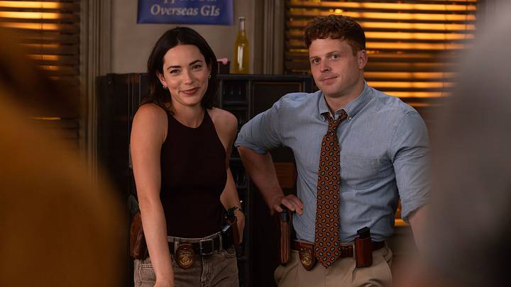 "Shimmy Shimmy Ya" -- NCIS: Origins. Pictured (L to R): Mariel Molino as Cecilia “Lala” Dominguez, Caleb Foote as Bernard “Randy” Randolf "Shimmy Shimmy Ya" -- NCIS: Origins. Pictured (L to R): Mariel Molino as Cecilia “Lala” Dominguez, Caleb Foote as Bernard “Randy” Randolf