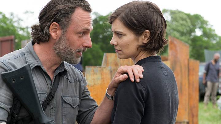Andrew Lincoln as Rick Grimes and Lauren Cohan as Maggie Greene - The Walking Dead Season 8, Episode 1