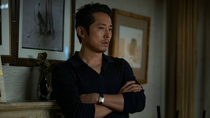 ANIMALS. Steven Yeun as Sam in Animals. Cr. Warrick Page/Netflix © 2026.