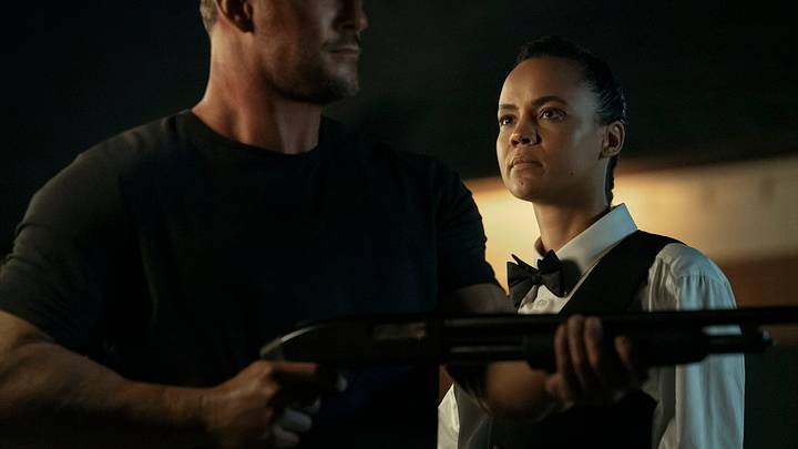 Alan Ritchson (Jack Reacher) and Maria Sten (Frances Neagley) in Reacher season 3