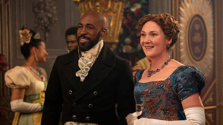 Bridgerton. (L to R) Daniel Francis as Lord Anderson, Ruth Gemmell as Lady Violet Bridgerton in episode 408 of Bridgerton. Cr. Liam Daniel/Netflix © 2025 Bridgerton. (L to R) Daniel Francis as Lord Anderson, Ruth Gemmell as Lady Violet Bridgerton in episode 408 of Bridgerton. Cr. Liam Daniel/Netflix © 2025