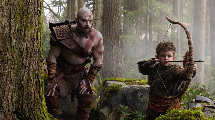 Ryan Hurst as Kratos and Callum Vinson as Atreus in God of War. Credit: Leah Gallo/Prime Ryan Hurst as Kratos and Callum Vinson as Atreus in God of War. Credit: Leah Gallo/Prime