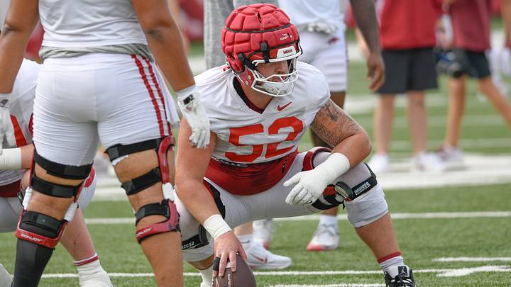 Arkansas Razorbacks center Caden Kitler during practice. Arkansas Razorbacks center Caden Kitler during practice.