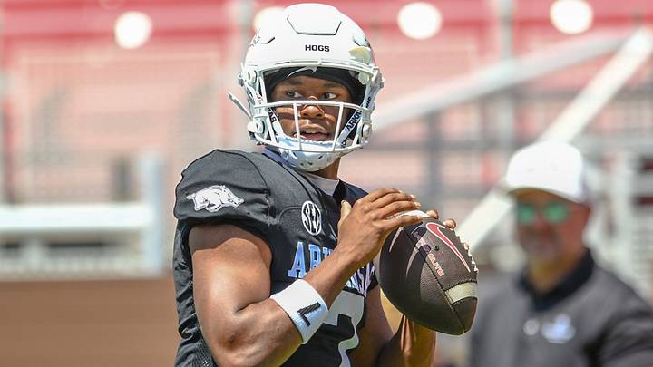 Arkansas Razorbacks quarterback KJ Jackson. Arkansas Razorbacks quarterback KJ Jackson.