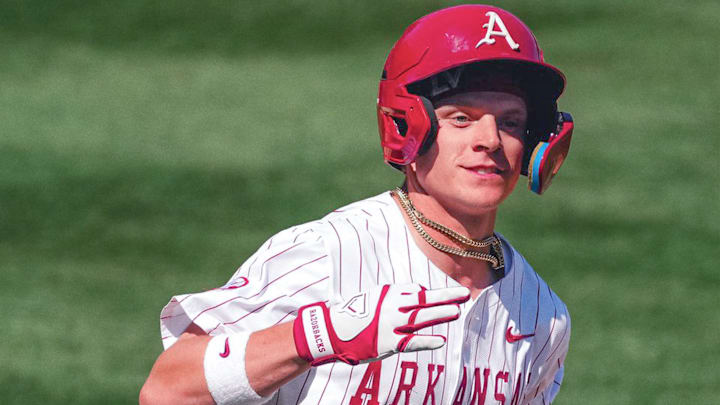 Arkansas Razorbacks Maika Niu delivers homer against Ole Miss.