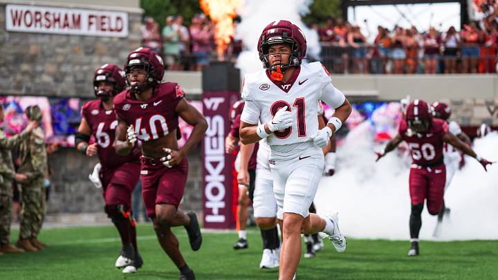 BLACKSBURG, Va — Virginia Tech takes the field to Enter Sandman before the 2026 spring game. BLACKSBURG, Va — Virginia Tech takes the field to Enter Sandman before the 2026 spring game.