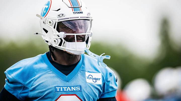 June 9, 2026; Nashville, Tennessee, USA; Running back Tyjae Spears [2] at Tennessee Titans OTAs