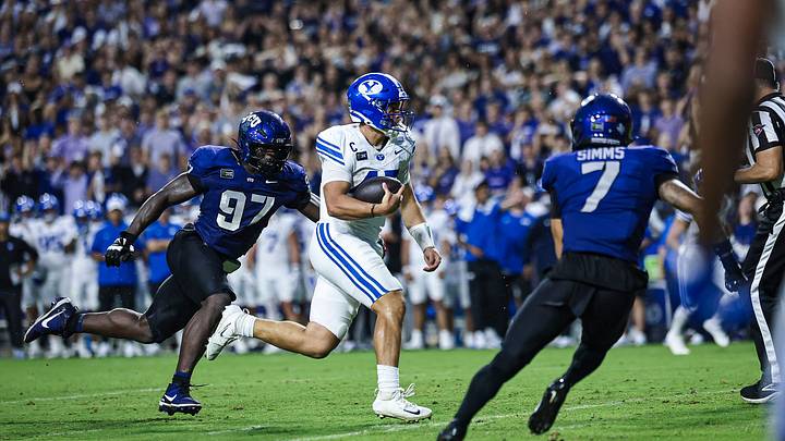 BYU QB Bear Bachmeier against TCU BYU QB Bear Bachmeier against TCU