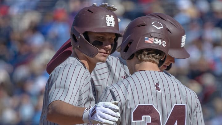 Mississippi State Bulldogs' Jacob Parker after hitting home run against the Ole Miss Rebels. Mississippi State Bulldogs' Jacob Parker after hitting home run against the Ole Miss Rebels.