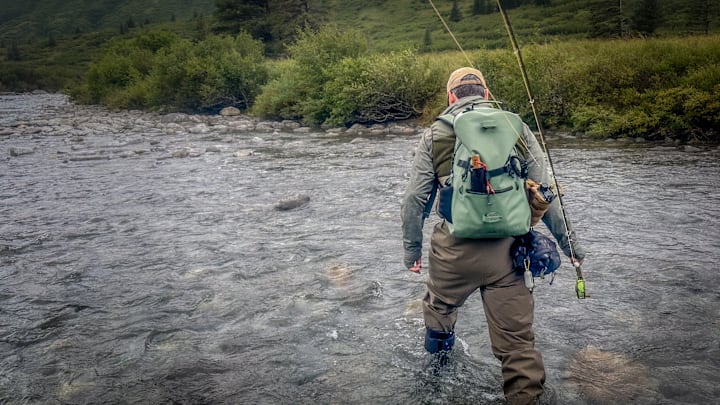 Crossing a creek in Alaska