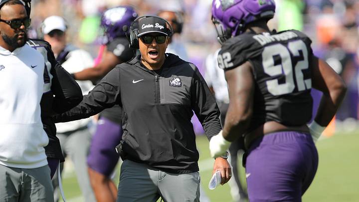 DC, Andy Avalos coaching TCU's Ansel Din Mbuh DC, Andy Avalos coaching TCU's Ansel Din Mbuh