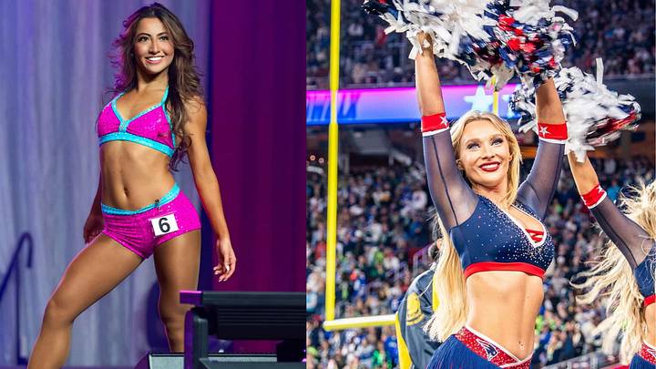 New England Patriots cheerleaders Jade Bucci (rookie) and Haley Schmich (captain). New England Patriots cheerleaders Jade Bucci (rookie) and Haley Schmich (captain).