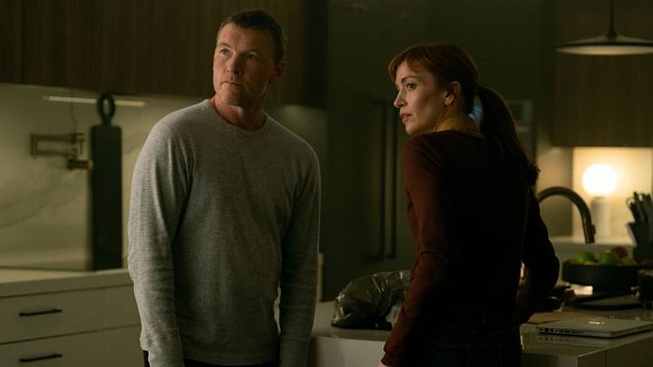 Sam Worthington as David Burroughs and Britt Lower as Rachel Mills in Episode #102 of I Will Find You