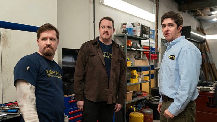 Chris O’Connor as Cal, Shane Gillis as Shane and Steve Gerben as Will in Tires season 3