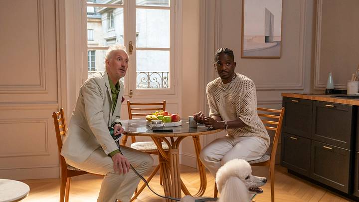Emily in Paris. (L to R) Bruno Gouery as Luc, Samuel Arnold as Julien in Emily in Paris