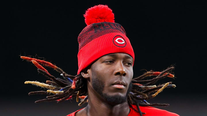 Apr 26, 2024; Arlington, Texas, USA;  Cincinnati Reds shortstop Elly De La Cruz (44) on the field