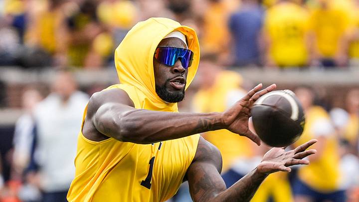 Michigan safety Rod Moore Jr. (1) practices ahead of the game between Michigan and Western Michigan at Michigan Stadium in Ann Arbor on Saturday, Sept. 5, 2026. Michigan safety Rod Moore Jr. (1) practices ahead of the game between Michigan and Western Michigan at Michigan Stadium in Ann Arbor on Saturday, Sept. 5, 2026.