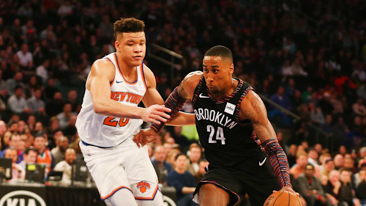 Brooklyn Nets forward Rondae Hollis-Jefferson dribbles the ball against New York Knicks forward Kevin Knox. Mandatory Credit: Andy Marlin-Imagn Images Brooklyn Nets forward Rondae Hollis-Jefferson dribbles the ball against New York Knicks forward Kevin Knox. Mandatory Credit: Andy Marlin-Imagn Images