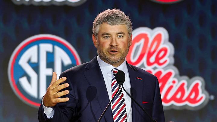 Ole Miss Rebels head coach Pete Golding speaks to the press during SEC Football Kickoff Media Day Ole Miss Rebels head coach Pete Golding speaks to the press during SEC Football Kickoff Media Day