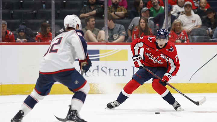 Dylan Strome, Washington Capitals Mandatory Credit: Geoff Burke-Imagn Images