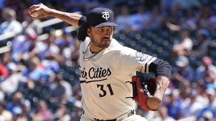 Jun 13, 2026; Minneapolis, Minnesota, USA; Minnesota Twins relief pitcher Justin Lawrence (31) throws to the St. Louis Cardinals in the seventh inning at Target Field. Mandatory Credit: Bruce Kluckhohn-Imagn Images