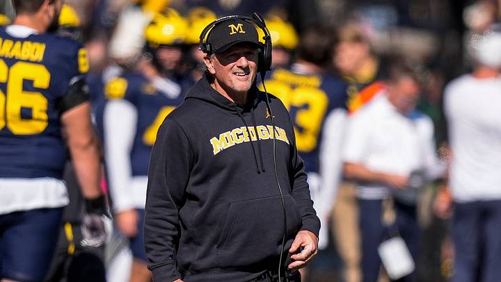 Michigan head coach Kyle Whittingham watches a play against Indiana during the first half at Michigan Stadium in Ann Arbor on Saturday, Oct. 24, 2026.