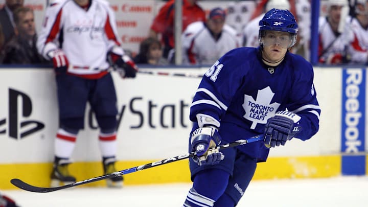 Mar 24, 2009; Toronto, ON, Canada; Toronto Maple Leafs right wing Jeff Hamilton (51) in action against the Washington Capitals at the Air Canada Centre. The Maple Leafs beat the Capitals 3-2. 