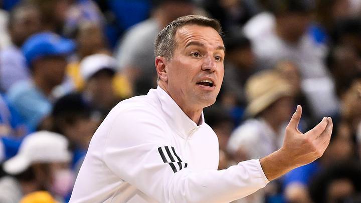 Mar 23, 2025; Los Angeles, California, USA; Richmond Spiders head coach Aaron Roussell during the second quarter of an NCAA Tournament second round game against the UCLA Bruins at Pauley Pavilion presented by Wescom. Mandatory Credit: Robert Hanashiro-Imagn Images Mar 23, 2025; Los Angeles, California, USA; Richmond Spiders head coach Aaron Roussell during the second quarter of an NCAA Tournament second round game against the UCLA Bruins at Pauley Pavilion presented by Wescom. Mandatory Credit: Robert Hanashiro-Imagn Images