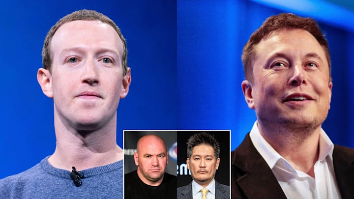 (R-L) Mark Zuckerberg, Dana White, Chatri Sityodtong, Elon Musk