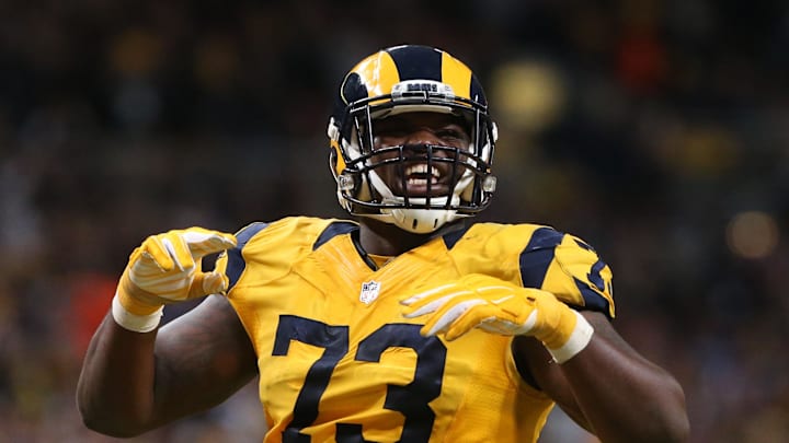 Dec 17, 2015 St. Louis, MO, USA; St. Louis Rams tackle Greg Robinson (73) against the Tampa Bay Buccaneers at the Edward Jones Dome. The Rams won 31-23. Mandatory Credit: Aaron Doster-Imagn Images