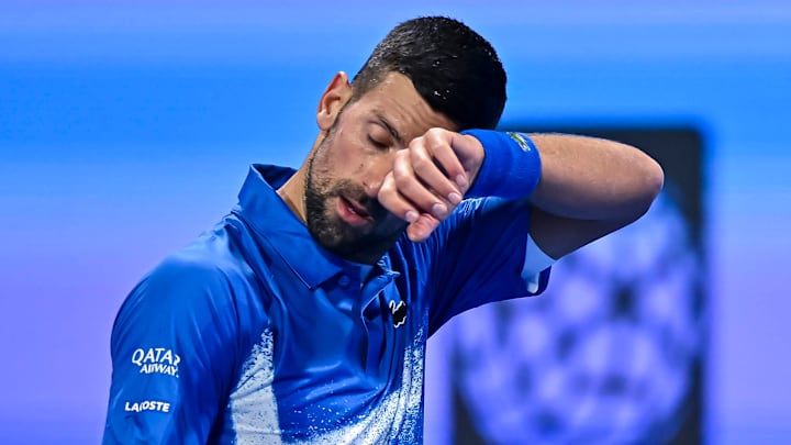 Novak Djokovic of Serbia competes in her round of 32 match against Matteo Berrettini of Italy during the ATP Qatar ExxonMobil Open 2025 tennis tournament. Novak Djokovic of Serbia competes in her round of 32 match against Matteo Berrettini of Italy during the ATP Qatar ExxonMobil Open 2025 tennis tournament.